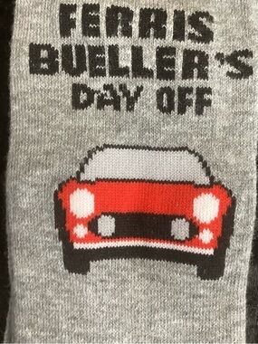 Ferris Bueller's Day Off Gray Socks with Red Car Graphic 6.5-12